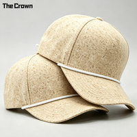 Gorra de béisbol de corcho de 5 paneles con logotipo personalizado y cuerda, venta al por mayor, fabricante de gorras vintage con textura de madera