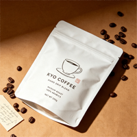 Sachet de café personnalisé 250g à faible MOQ, résistant à l'humidité, avec fermeture éclair et valve de dégazage unidirectionnelle