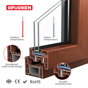 Fenêtre à battant moderne OPUOMEN <span class=keywords><strong>en</strong></span> aluminium avec double <span class=keywords><strong>baie</strong></span> <span class=keywords><strong>vitrée</strong></span>, verre transparent, cadre PVC et moustiquaire <span class=keywords><strong>en</strong></span> acier inoxydable - Product Image 5