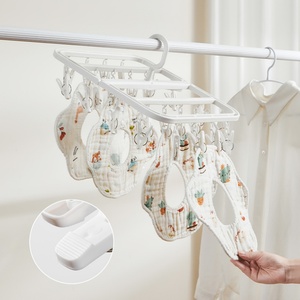 Portable Hanger for Socks Latest Selling Household Supplies Space Saving 32 <b>Clips</b> Clothes Socks Drying Rack <b>Clips</b> Hanger - Product Image 1