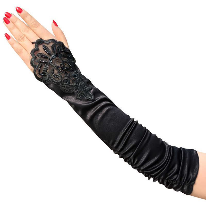 party gloves black lace for women