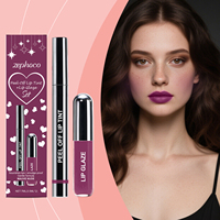 Set de Delineador de Labios y Brillo Labial Rojo Ciruela, Acabado Mate, Fórmula Suave, Maquillaje de Labios Elegante, Venta al Por Mayor, Marca Privada