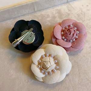 豪華なフランスの小さな香りのブローチ手作り布Camelliaビンテージパールピンドレスシャツ女性のためのコサージュ - Product Image 6