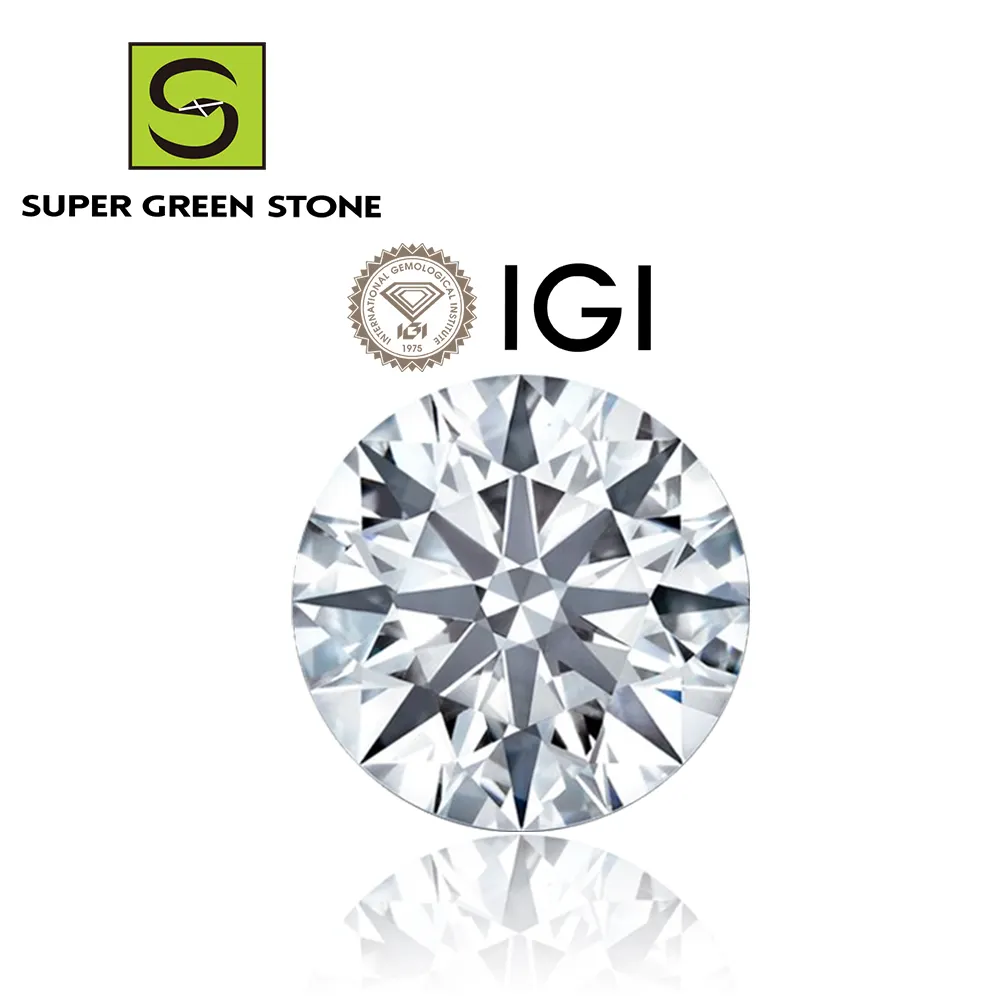 SuperGS 라운드 컷 D VVS 색상 0.5CT 1CT 느슨한 CVD HPHT 합성 도매 IGI GIA 인증 실험실 성장 다이아몬드