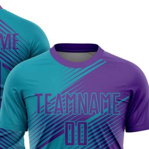 Camiseta de Fútbol de Manga Corta Color Azul Turquesa, Diseño Diagonal Dinámico, Transpirable, de Secado Rápido, Uniforme Deportivo para Entrenamiento y Partido - Product Image 4