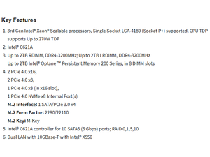 Carte mère de serveur ATX MBD-X12SPI-TF avec socket unique LGA-4189 (SocketP+) Intel C621A, prise en charge DDR4, nouvelle livraison rapide, bon prix - Product Image 4