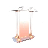 BOSN coloré Led personnalisé Simple acrylique podium éclaircissant église chaire support de acrylique école réunion pupitre acrylique podium