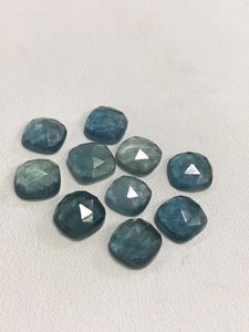 MOSS AQUAMARINE - So Gorgeous High Quality Natural Color - Rose Cut Faceted Cushion Shape Cabochon size - 7 mm - 10 pcs - Product Image 6