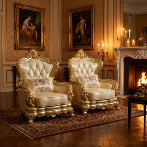 Sofá Grande de Cuero Estilo Italiano para Villa de Lujo, Muebles de Sala de Estar de Madera Sólida con Diseño Moderno y Sencillo - Product Image 3