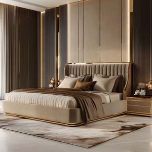 Modern Elegant CloudLike Comfort <b>Modular</b> Panel Style Bed Direct Factory Upholstered Durable Leather Solid <b>Bedroom</b> Home <b>Furniture</b> - Product Image 5