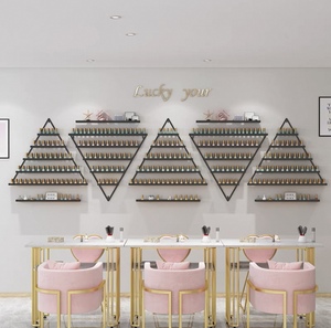 Zs Gold <b>Wall</b>-mounted <b>Nail</b> Salon Shelf Metal Rack for <b>Nail</b> Polish Display - Product Image 2