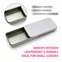 Boîte en fer blanc rectangulaire miniature personnalisée OEM avec couvercle coulissant pour Noël, bonbons, chocolats, biscuits, cadeaux, vente en gros, usine certifiée SedEx