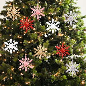 Venta Directa de Fábrica, Adorno Colgante Navideño de Copo de Nieve de PVC Plástico Brillante Ecológico de Alta Calidad para Fiesta de Navidad - Product Image 6