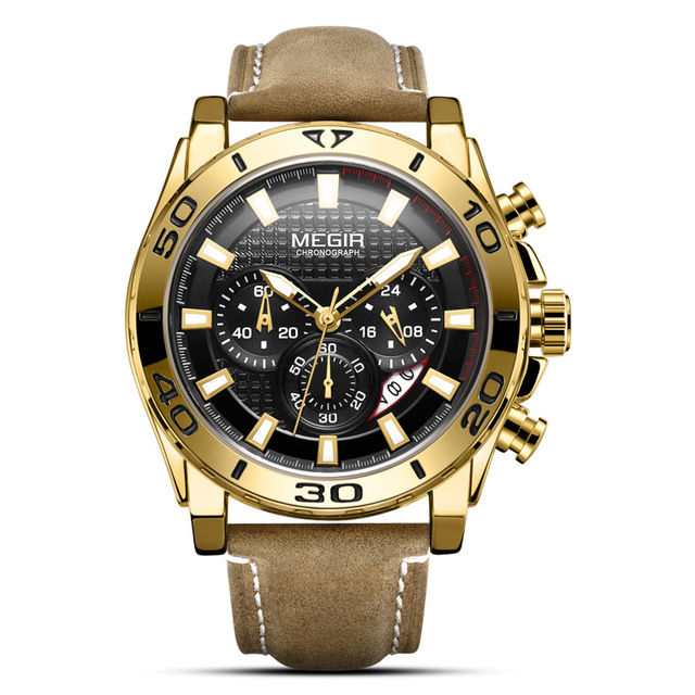 Fashion Top Brand Megir 2094 Quartz Watches for Men Waterproof Genuine Strap Chronograph Sports Smart Watch Price
