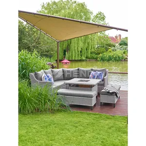 Canapés d'extérieur en osier pour balcon, terrasse et jardin, avec foyer au propane et housse en maille, certifiés, à prix abordable, style <span class=keywords><strong>Londres</strong></span> - Product Image 2