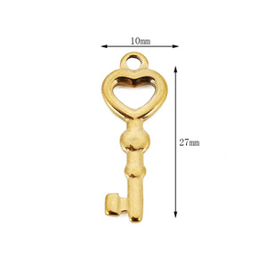 Pendentif Cœur en Acier Inoxydable avec Breloque Clé pour la Fabrication de Bijoux DIY, Accessoires en Gros - Product Image 2