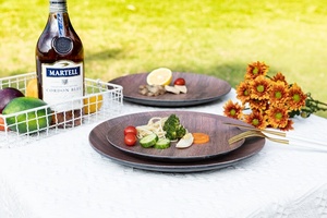 高級感のある竹調メラミン食器セット エレガントなブラウン 12点セット 使い捨て食器 食洗機対応 - Product Image 5