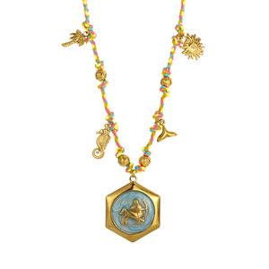 Handmade Đầy Màu Sắc Bông Sợi Dây Thừng Vòng Cổ Cross-Biên Giới Thiết Kế Ban Đầu Men Zodiac Cá Nhân Thép Không Gỉ Thời Trang Mặt Trăng - Product Image 3