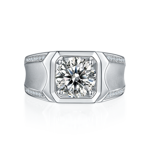 Anéis de Noivado para Homens com Moissanite de Corte Brilhante de 3ct, Prata Esterlina 925, Banhado a Ouro 18K, Cravação em Garras, Banhado a Ródio - Product Image 2