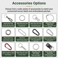 Porte-clés personnalisé HEKAI avec étiquette tissée brodée, sangle tactique, crochet, porte-clés en nylon, cordon