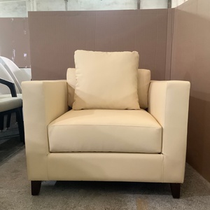 Fauteuil individuel moderne en similicuir beige avec accoudoirs carrés, vente en gros d'usine, personnalisable <span class=keywords><strong>pour</strong></span> halls d'hôtels et projets d'espaces communs - Product Image 2