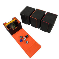 Boîte de rangement pour cartes à collectionner en cuir PU personnalisée PQ avec couvercle confortable pour cartes de jeu et cartes à échanger en extérieur
