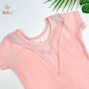 ชุดบอดี้สูทเต้นรำบัลเล่ต์แขนสั้นสำหรับเด็กผู้หญิงชุดเล่นยิมนาสติกแบบตาข่ายประกบกันเสือดาวสแปนเด็กซ์วัสดุสำหรับฝึกซ้อมเต้น - Product Image 6