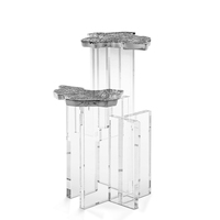 Table d'appoint de luxe haut de gamme de style impressionniste, plateau en laiton poli, base en acrylique poli, pour salon de villa