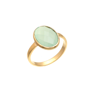 Custom Made Faceted Prehnite Chalcedony Unisex <b>Ring</b> Gold/<b>silver</b> Plated Designer Double Layer <b>Adjustable</b> Open <b>Ring</b> - Product Image 1