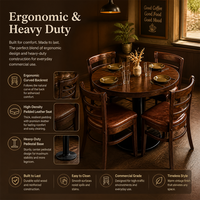 Ensemble de table à manger en bois massif sur mesure, 4 places, meubles de restaurant directement de l'usine, chaises de salle à manger rembourrées en cuir