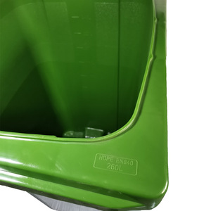 Customized, thickened, trailer-mountable plastic trash can <b>with</b> <b>lid</b>, 260L outdoor recycling <b>bin</b>. - Product Image 4
