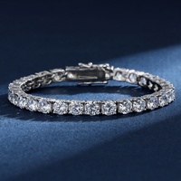S925 Sterling Silver Four Claws 5mm Full Diamond 5A Zircon Bracelet Ins Design Original Handmade Hip-hop Tennis Bracelet