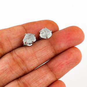 Pendientes de Cristal de Aguamarina Natural con Engaste de Garra, Piedra en Bruto, Unisex, para Uso Diario, Gema Verde, Piedra de Nacimiento de Marzo - Product Image 4