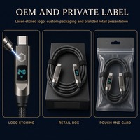Câble USB-C vers USB-C en nylon tressé 240W avec logo personnalisé, charge rapide PD 3.1 avec affichage de la puissance pour utilisation avec appareil photo