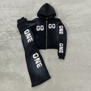 Survêtements lavés vintage 100% coton polaire lavage à l'acide Sweatuits poids lourd 500 GSM polaire imprimé pierre lavé élastique survêtement - Product Image 1