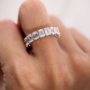 Anillo de Eternidad Completo con Corte Esmeralda, Unisex, de Lujo, 14K, VVS1, con Diamantes Cultivados en Laboratorio, para Hombre y Mujer, <span class=keywords><strong>Regalo</strong></span> para Bodas y Fiestas - Product Image 6