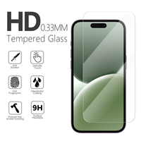 Verre trempé fin de 0.33mm pour iPhone 16 Pro 15 14 Plus 13 12 Mini 11 Pro Max Film de protection d'écran à couverture complète