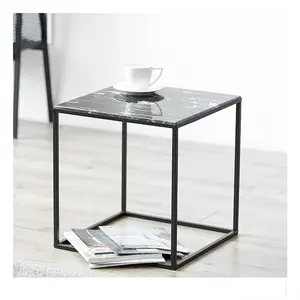Wholesale Nordic Metal Simple Small Square Corner Marble Coffee Side Table