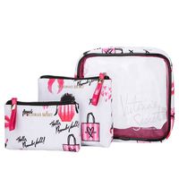 Ensemble de sacs de cosmétiques pour femmes de grande capacité, imperméables en PVC, personnalisés, sac de toilette de voyage rose
