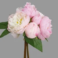 Bouquet de pivoines artificielles haut de gamme en soie, arrangement floral à six têtes, décoration intérieure, accessoires de photographie, toucher réel