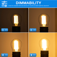 Ampoules LED à filament SMD G45 2700K E12 E14 avec couvercle en verre transparent pour éclairage résidentiel et industriel, ambiance chaleureuse