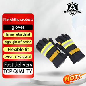 Gants de sauvetage et de lutte contre l'incendie AmpsafeX MKF-11, cuir aramide de qualité supérieure, ignifuge, imperméable, isolation thermique, manchette élastique 28 cm - Product Image 1