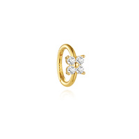 7mm Vierblättriges Kleeblatt Zirkon Minimalistischer Creolen-Ring S925 Sterlingsilber Vergoldet Knorpel-Nasen-Ohr-Piercing Schmuck Geschenk