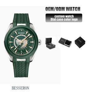 Reloj de Cuarzo de Lujo Verde con Logotipo Personalizado, Correa de Acero Inoxidable 304, Resistente al Agua 5ATM, Esfera con Agujas Resistentes a los Arañazos, Estilo Moderno - Product Image 2