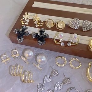 925 argent aiguille perle Zircon femme boucles d'oreilles sentiment avancé tempérament mineur vent froid forêt à la mode boucles d'oreilles cerceau - Product Image 3