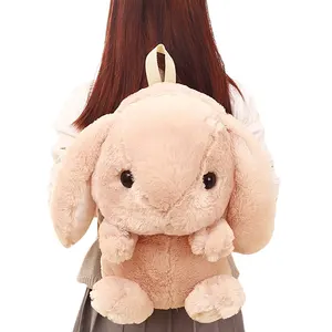 Sevimli Kawaii tavşan pelüş çanta süper yumuşak dolması Bunny tavşan peluş sırt çantası çocuklar için karikatür peluş okul çantaları