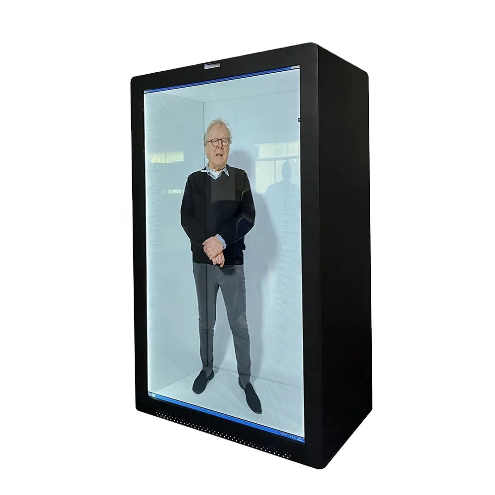 86 inch tamanho humano transparente showcase touch screen holograma caixa transparente tela LCD publicidade jogador