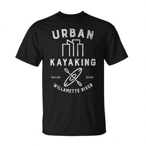 T-shirt Urban Kayaking Willamette River Portland Oregon, vêtements de loisirs unisexes pour l'extérieur - Product Image 2