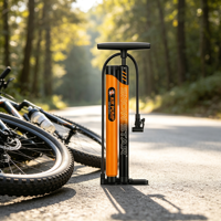 Pompe à pied double tube robuste avec manomètre haute pression et valve universelle pour vélo, voiture, moto et trottinette – Vente en gros