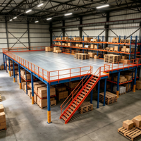 Étagère de mezzanine HONGXIN robuste sans boulons en acier laminé à froid, revêtement poudré, protection contre la corrosion, réglable et personnalisable, 2/3 niveaux
